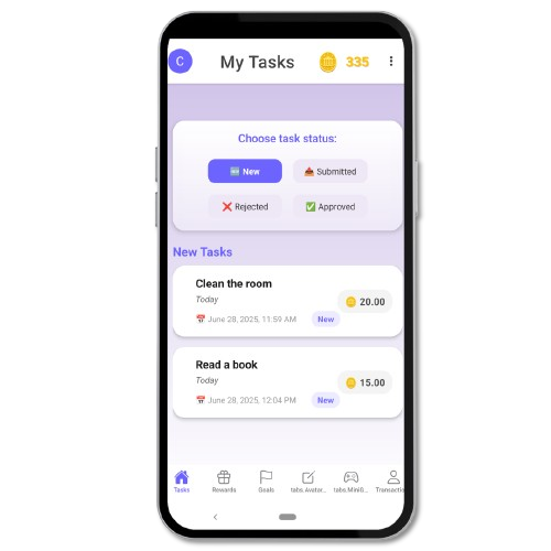 Child task screen